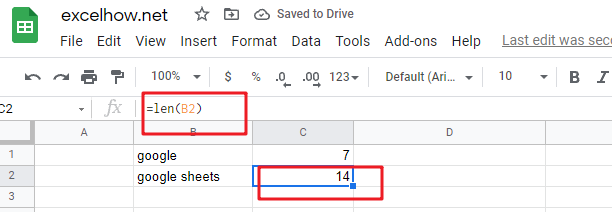 Google sheets len function1