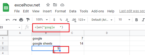 Google sheets len function1