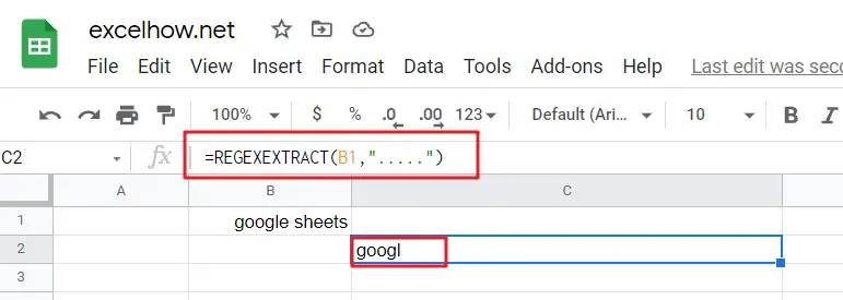 google sheets REGEXEXTRACT function