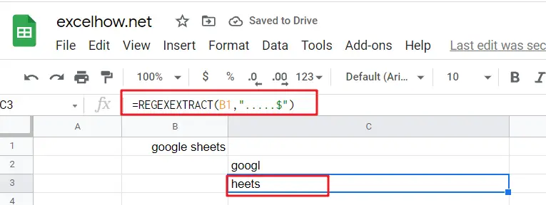 google sheets REGEXEXTRACT function