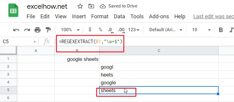 google sheets REGEXEXTRACT function