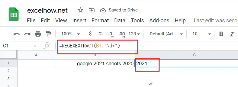 google sheets REGEXEXTRACT function