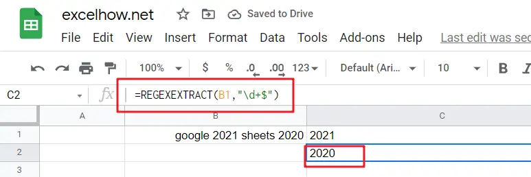 google sheets REGEXEXTRACT function