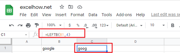 google sheets leftb function