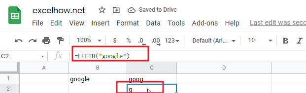 google sheets leftb function