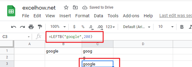 google sheets leftb function