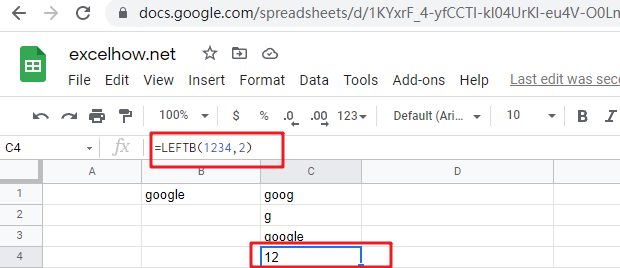 google sheets leftb function