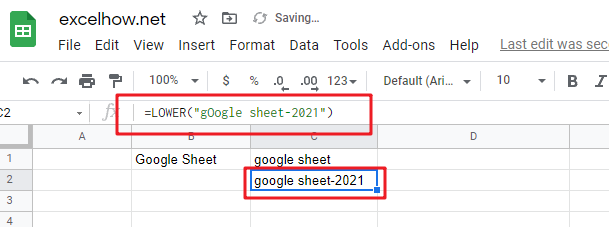 Google Sheets LOWER Function