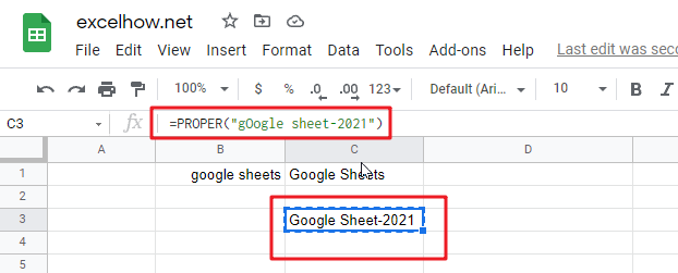 Google Sheets PROPER Function