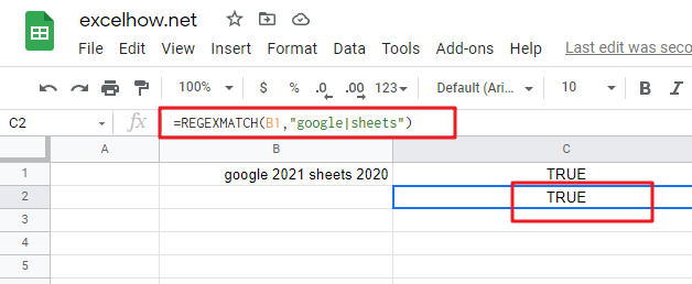 google sheets regexmatch function