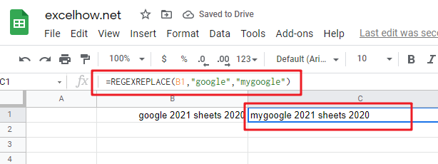 google sheets regexreplace function