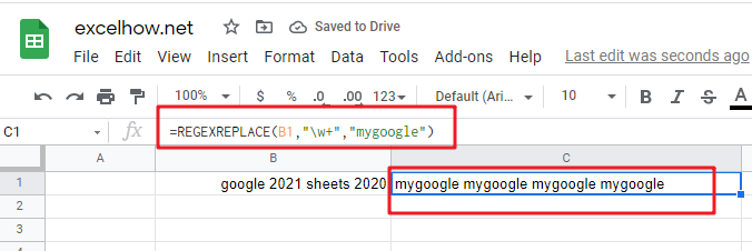 google sheets regexreplace function