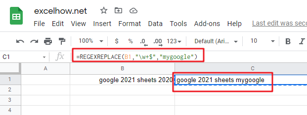 google sheets regexreplace function