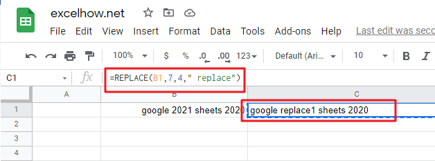 google sheets replace function