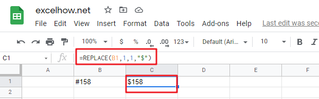 google sheets replace function