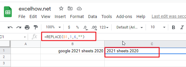 google sheets replace function