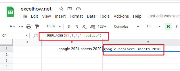 google sheets replaceb function1