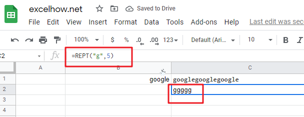 google sheets rept function