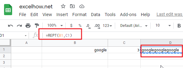 google sheets rept function