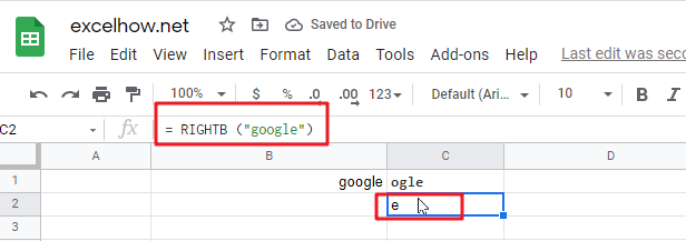 google sheets rightb function