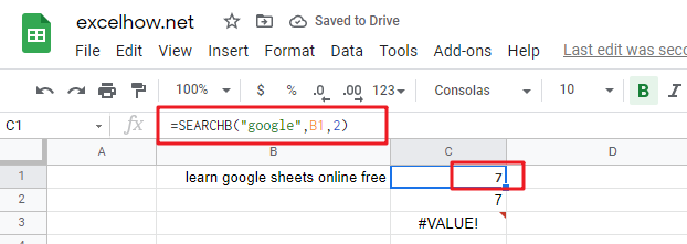 google sheets searchb function