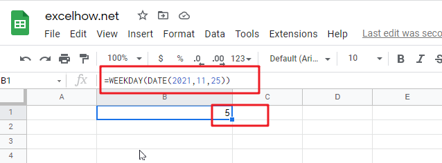 google sheet weekday function1