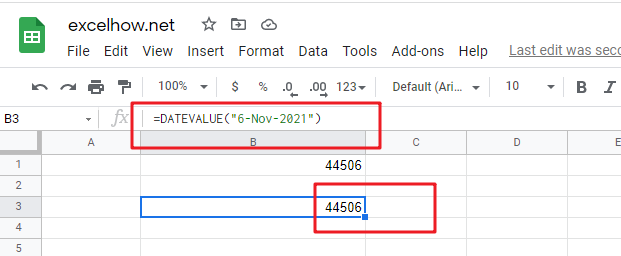 google sheets datevalue function