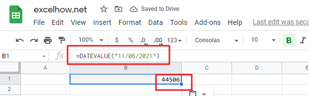 google sheets datevalue function