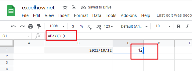 google sheets day function1