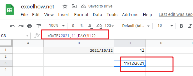 google sheets day function1