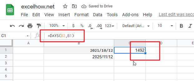 google sheets days function1