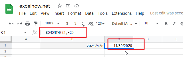 google sheets eomonth function1