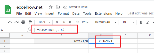 google sheets eomonth function1