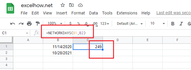 google sheets networkdays function1