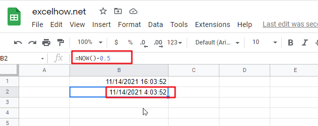 google sheets now function1