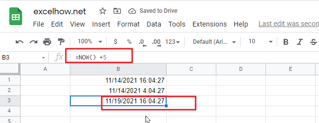 google sheets now function1