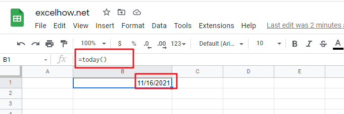 google sheets today function