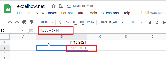 google sheets today function