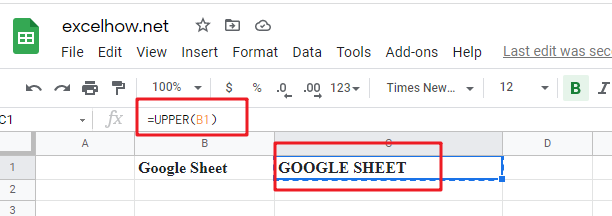 google sheets upper function