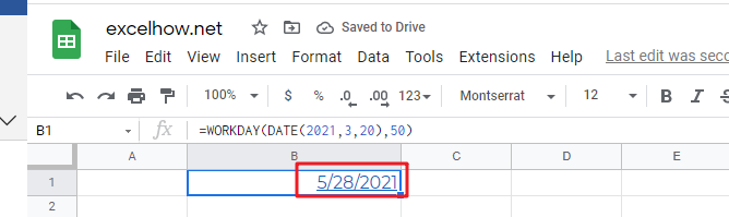 google sheets workday function1