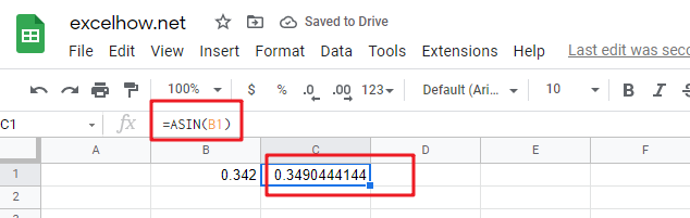 google sheets ASIN function1