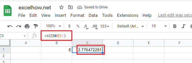 google sheets ASINH function1