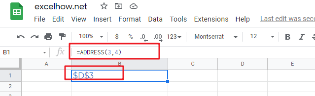 google sheets address function1