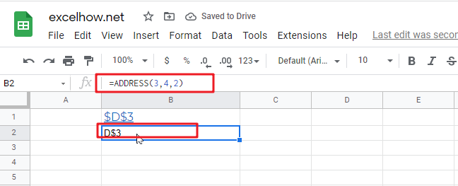 google sheets address function1