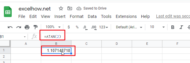 google sheets atan function1