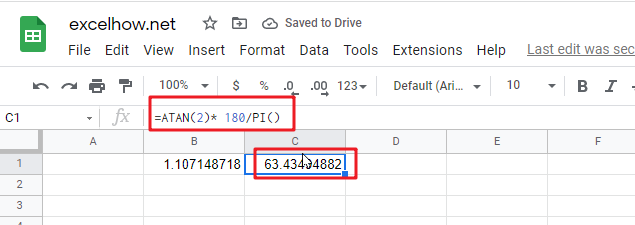 google sheets atan function2