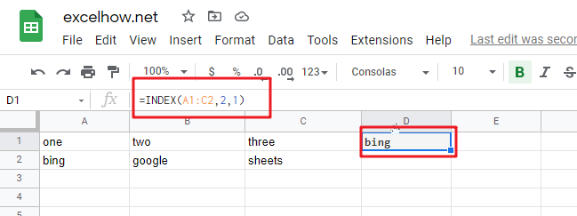Google Sheets INDEX Function