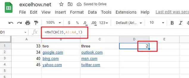 google sheets match function1