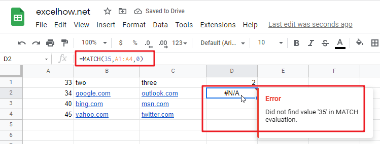 google sheets match function1
