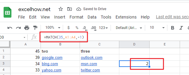 google sheets match function1